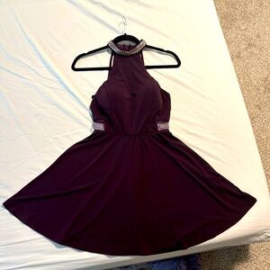 Speechless Eggplant Mesh Homecoming Dress